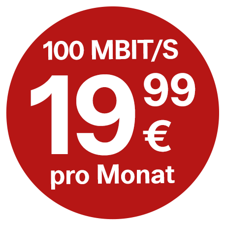 100 MBit/s um nur 19,99 Euro pro Monat